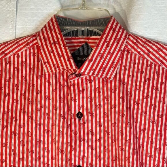 Bespoke Striped & paisley Men's Cotton Shirt contrast cuff size L button up - Picture 2 of 12
